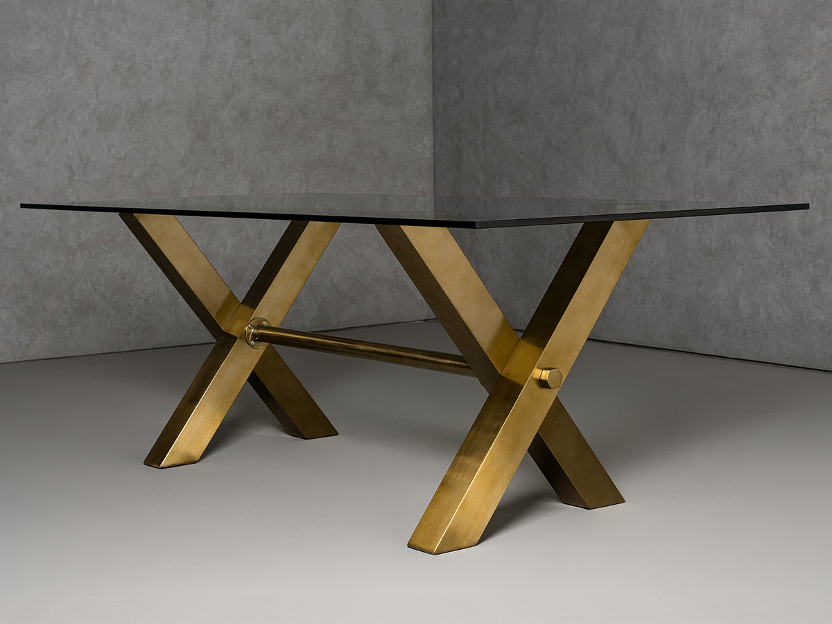 Modrest Dandy Modern Golden & 15mm Glass Dining Table