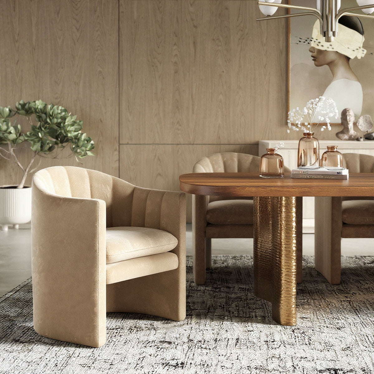 Danube Modern Beige Fabric Dining Chair
