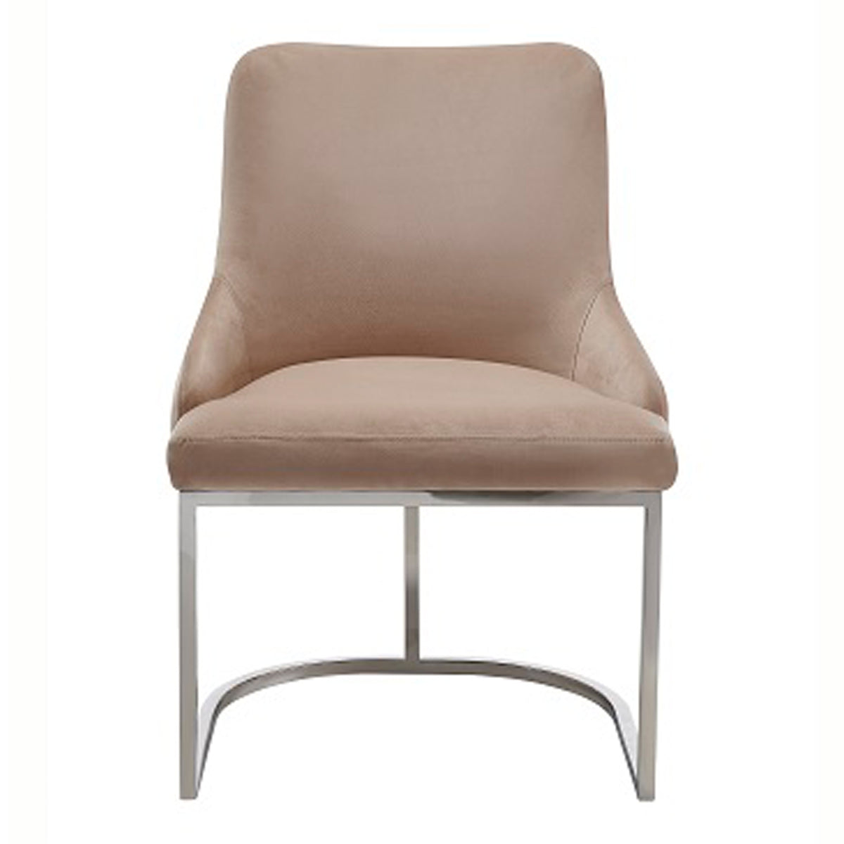 Daria Modern Beige Velvet and Stainless Steel Dining Chair Set of 2