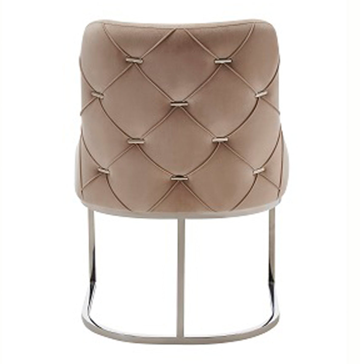 Daria Modern Beige Velvet and Stainless Steel Dining Chair Set of 2