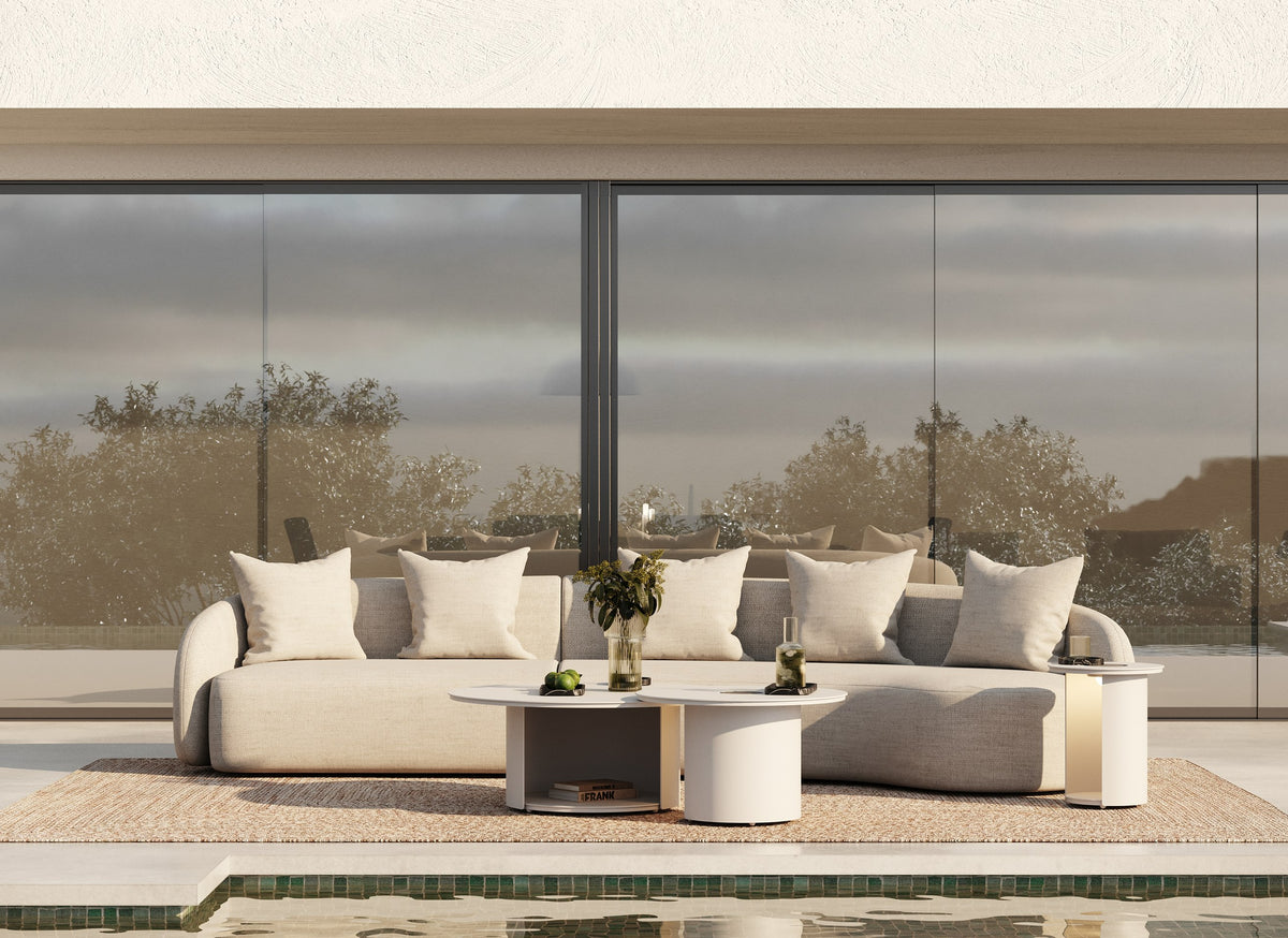 Tabarca Outdoor Beige Fabric Sectional Sofa