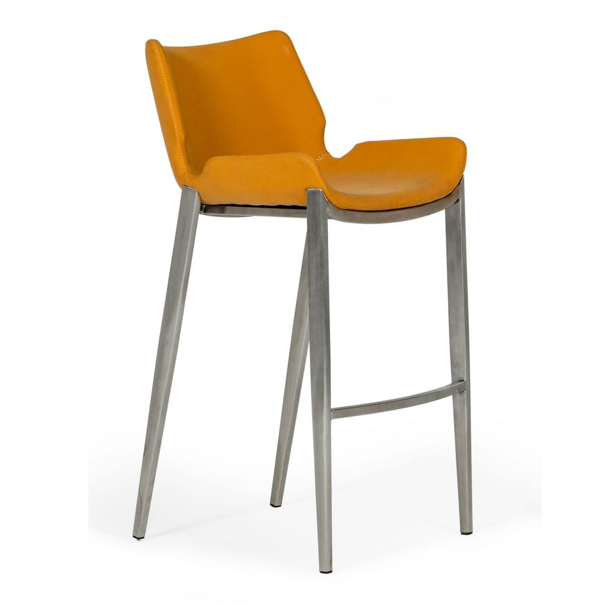 Dave Modern Orange Leatherette Bar Stool (Set of 2)