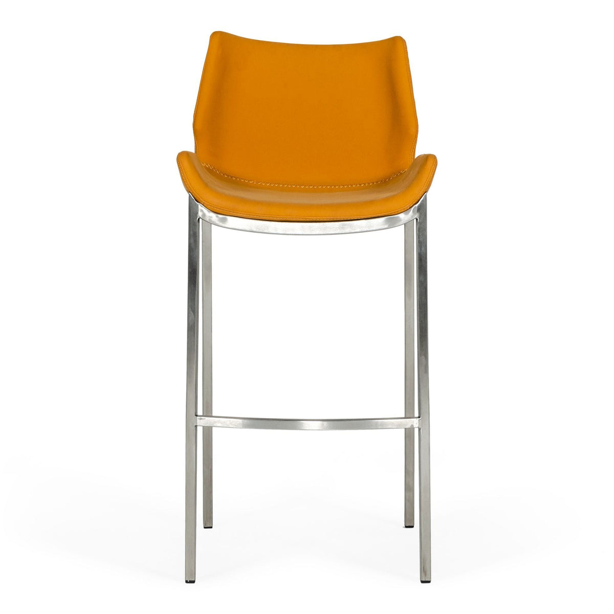 Dave Modern Orange Leatherette Bar Stool (Set of 2)