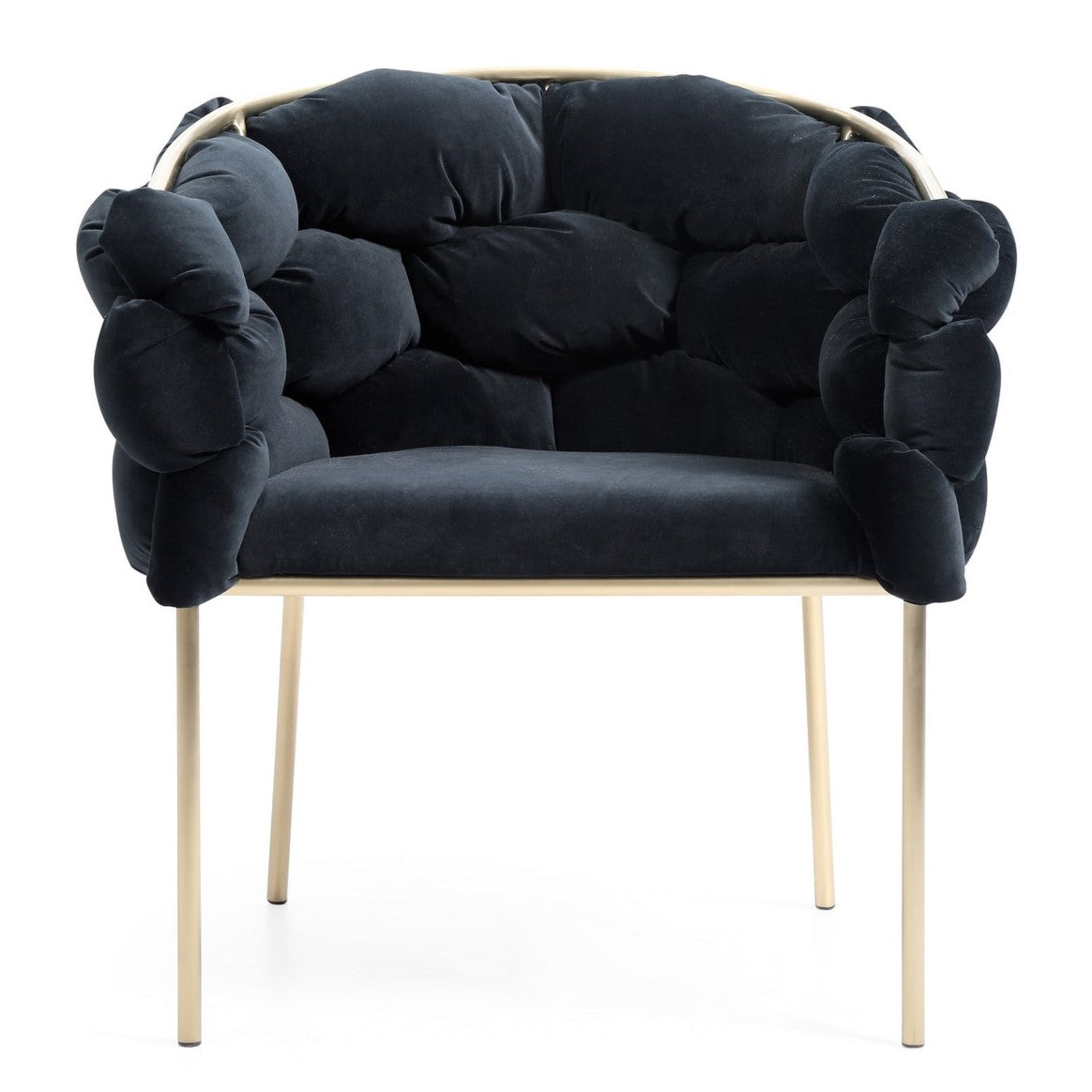 Debra Modern Black Velvet + Brushed Brass Dining Chair