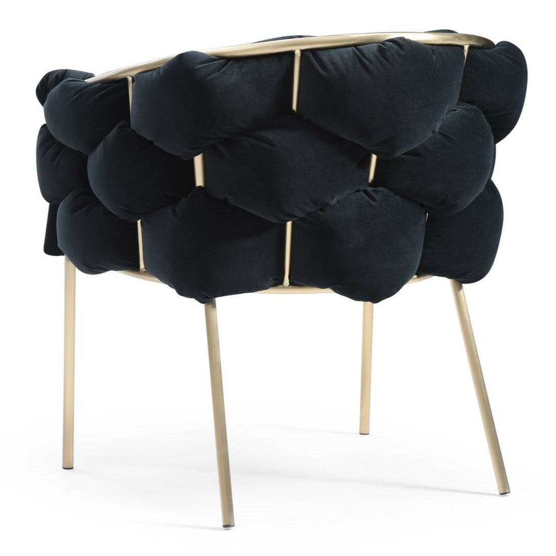 Debra Modern Black Velvet + Brushed Brass Dining Chair