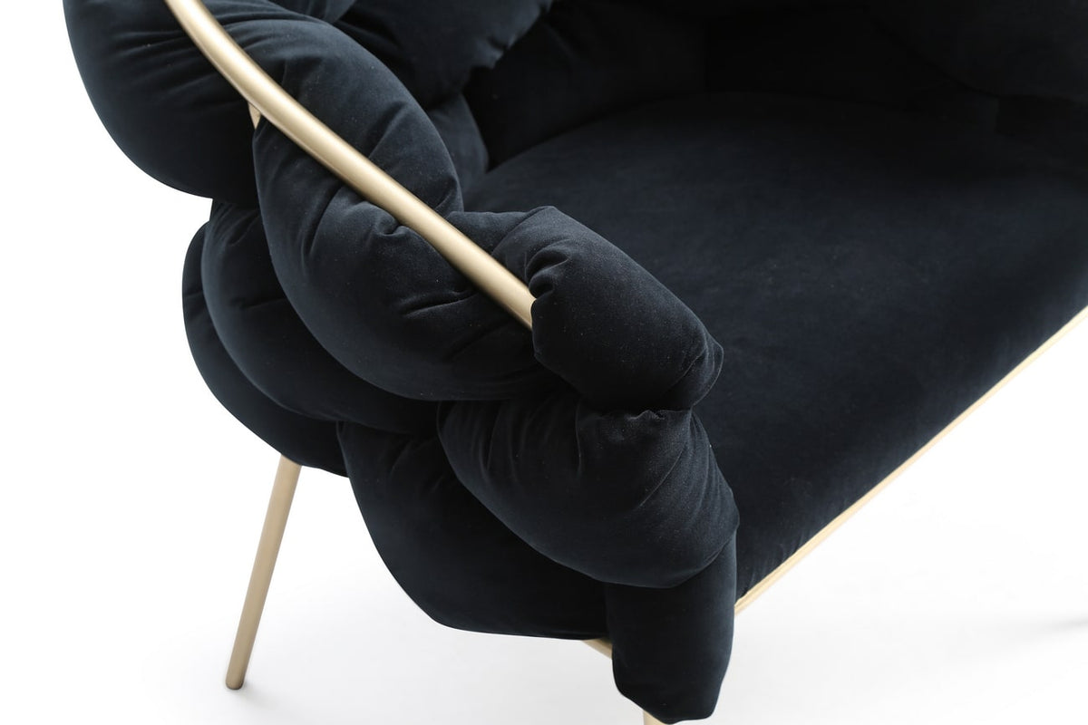 Debra Modern Black Velvet + Brushed Brass Dining Chair