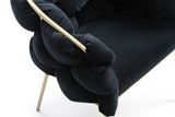 Debra Modern Black Velvet + Brushed Brass Dining Chair