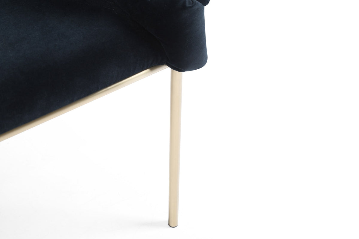 Debra Modern Black Velvet + Brushed Brass Dining Chair