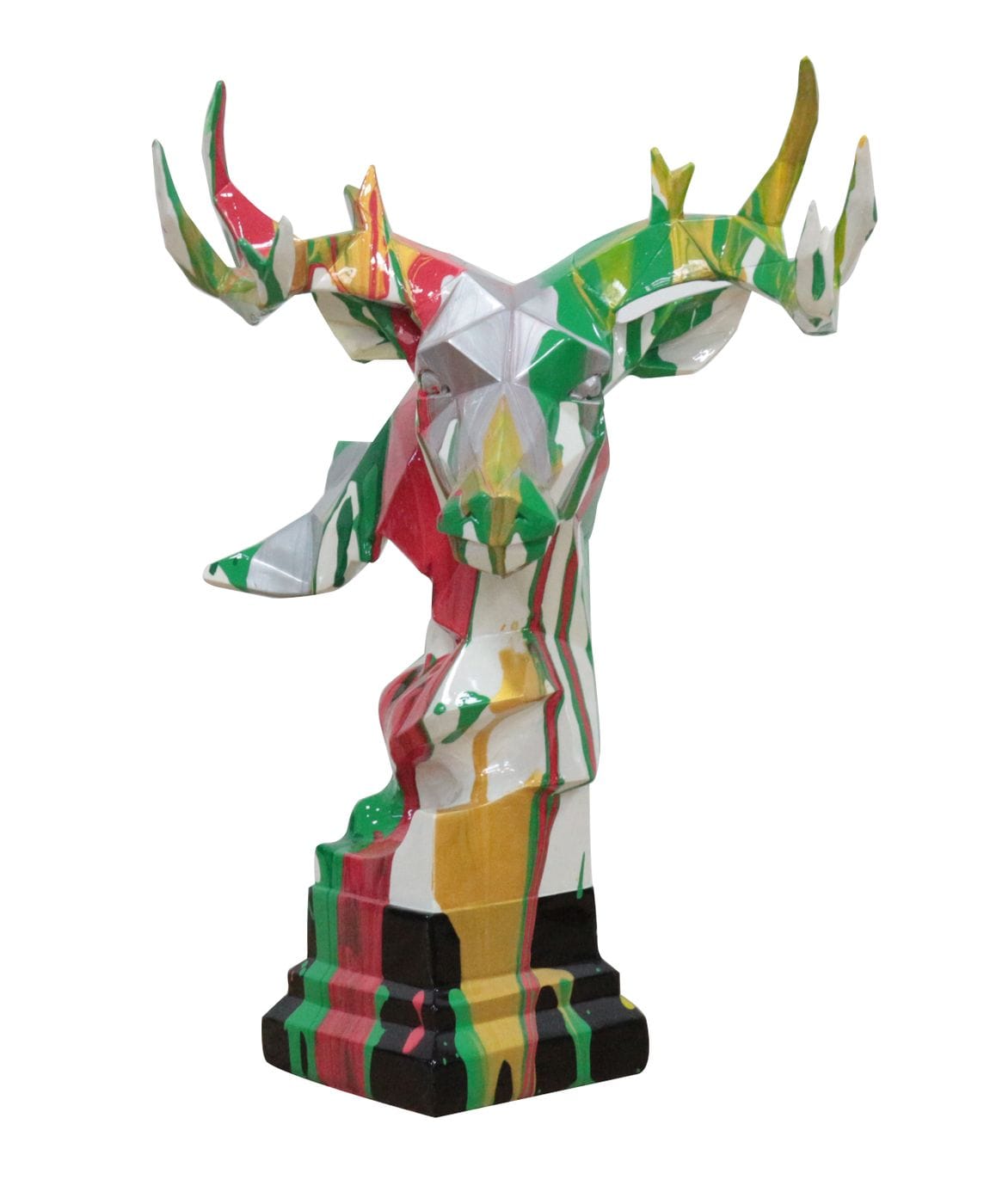Deer Head Multicolor Geometric Sculpture