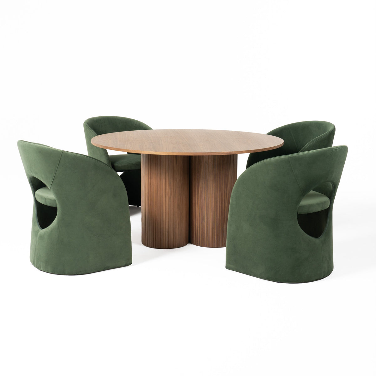 Depew Mid-Century Modern Walnut Round Dining Table