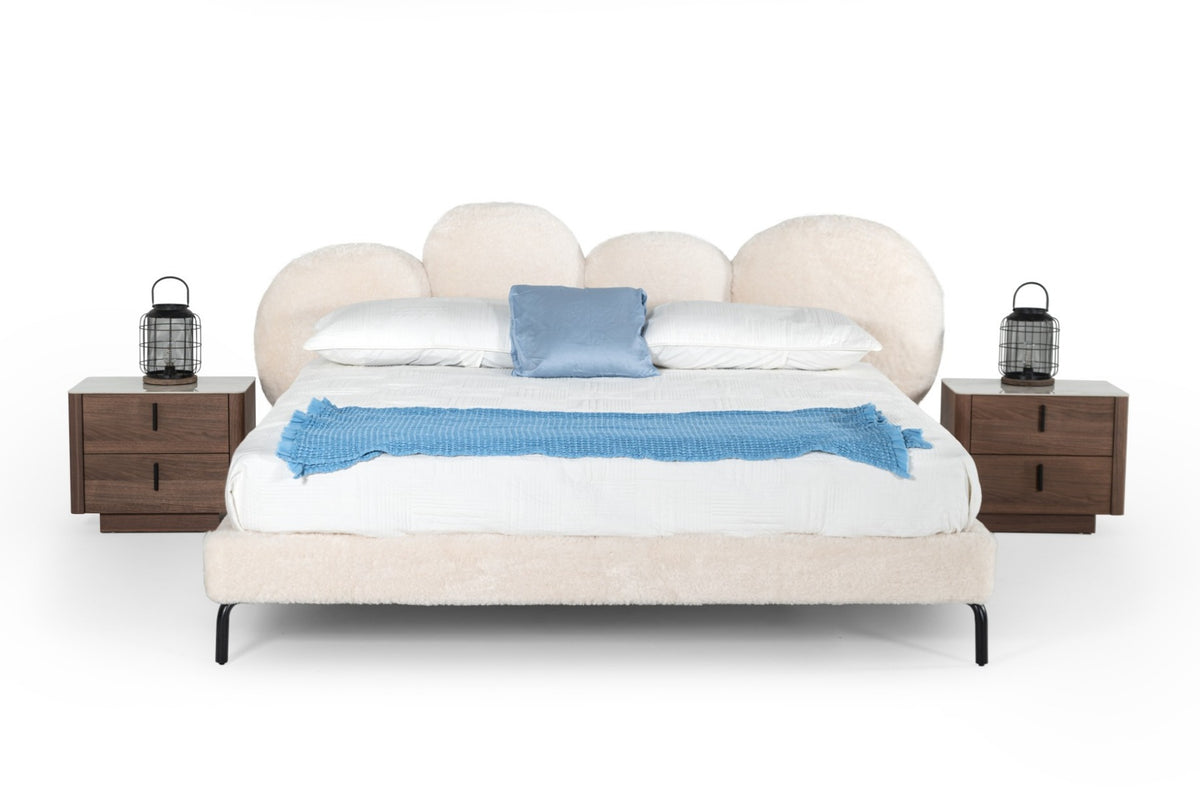 Destiny Contemporary White Sherpa Bubble Bed