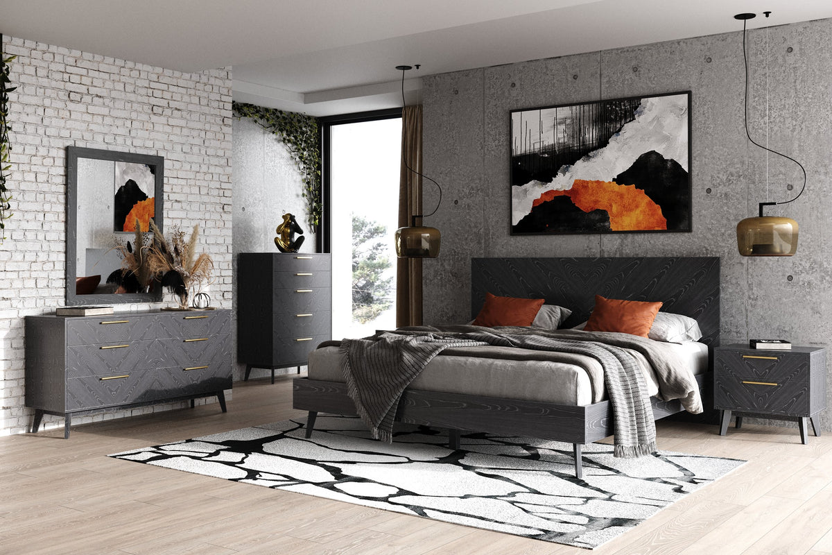 Diana Eastern King Modern Grey Ash Bedroom Set