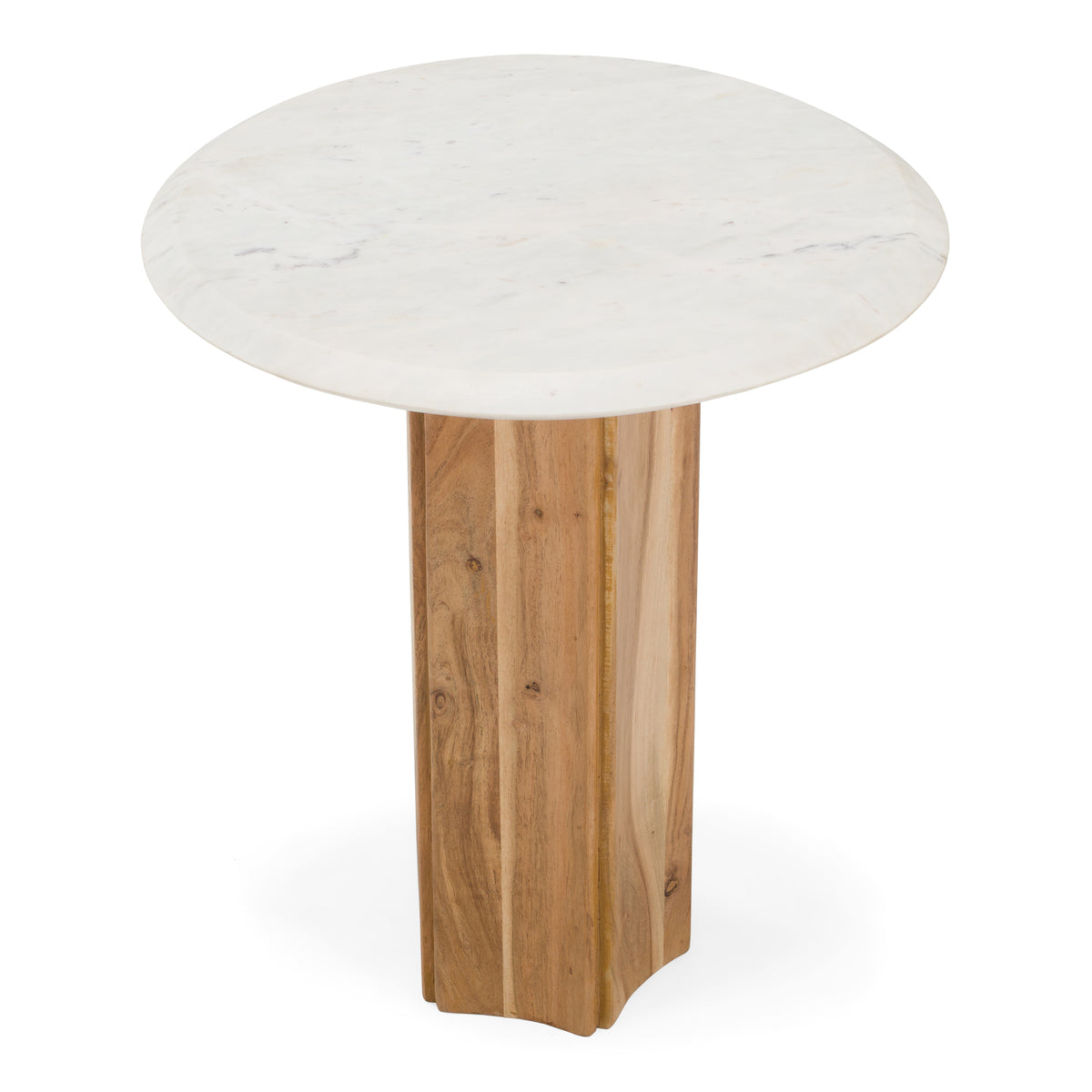 Dillinger Modern White Marble + Mango Wood End Table