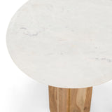 Dillinger Modern White Marble + Mango Wood End Table