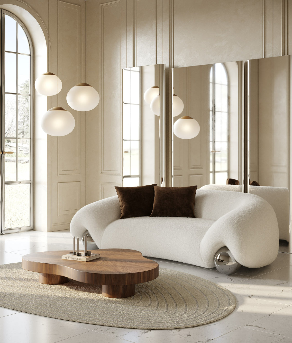 Fortune Contemporary White Fabric Sofa