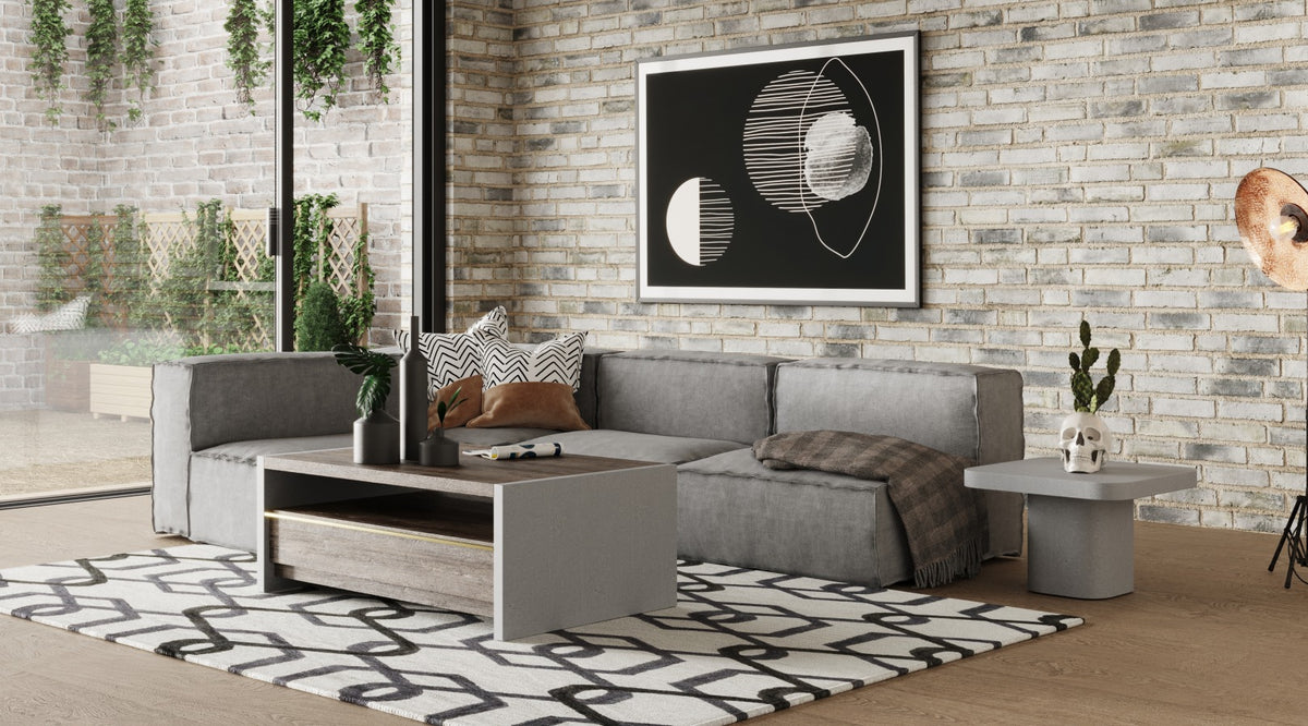 Navstar Contemporary Grey Fabric Modular Sectional Sofa