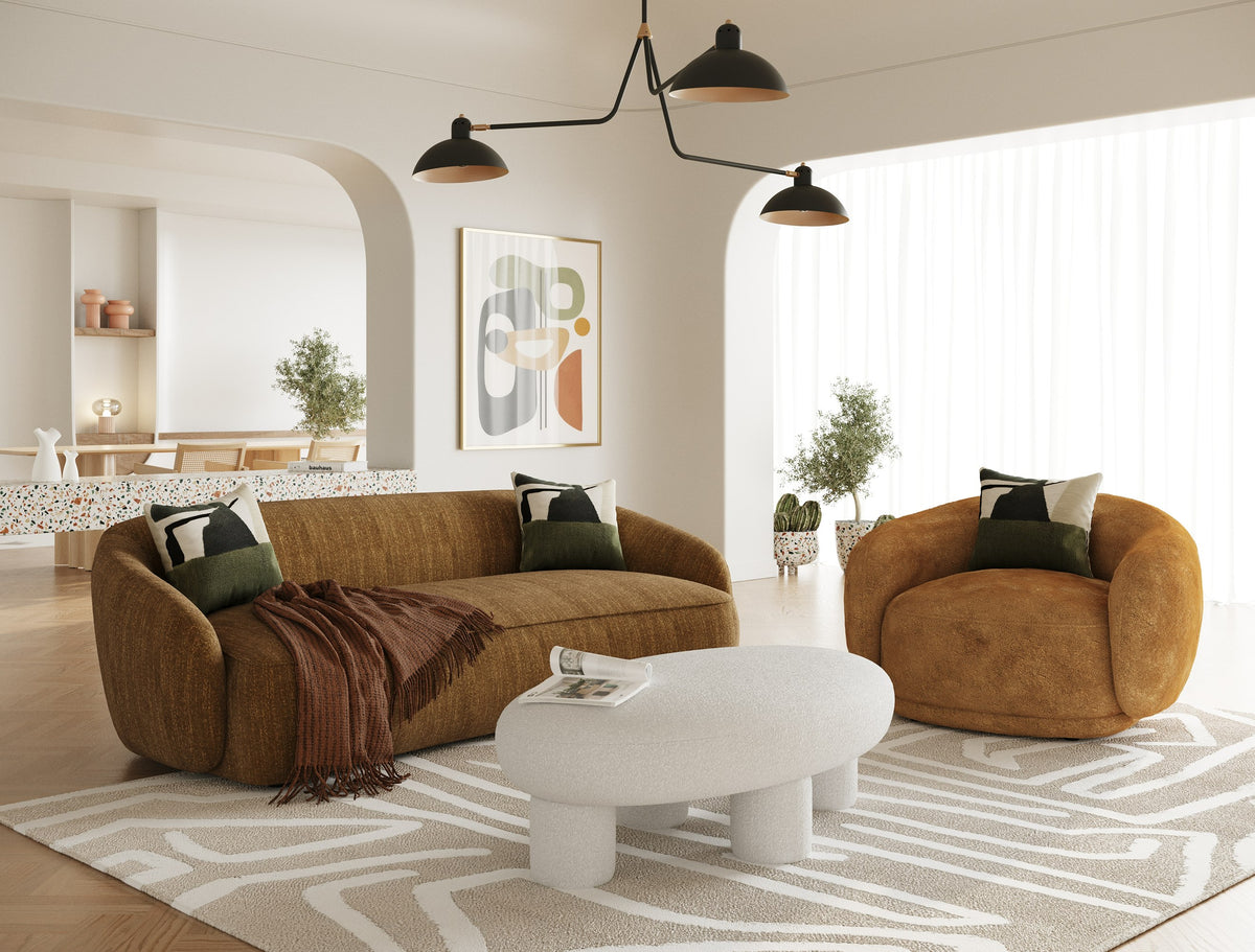 Andrew Modern Orange Fabric Swivel Accent Chair