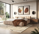 Tyree Modern Tufted Sand Fabric Bed