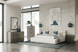 Tyree Modern Tufted Off-White Fabric Bed