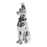 Doberman Dog Silver Fiberglass Sculpture
