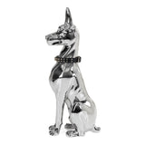 Doberman Dog Silver Fiberglass Sculpture