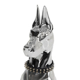 Doberman Dog Silver Fiberglass Sculpture