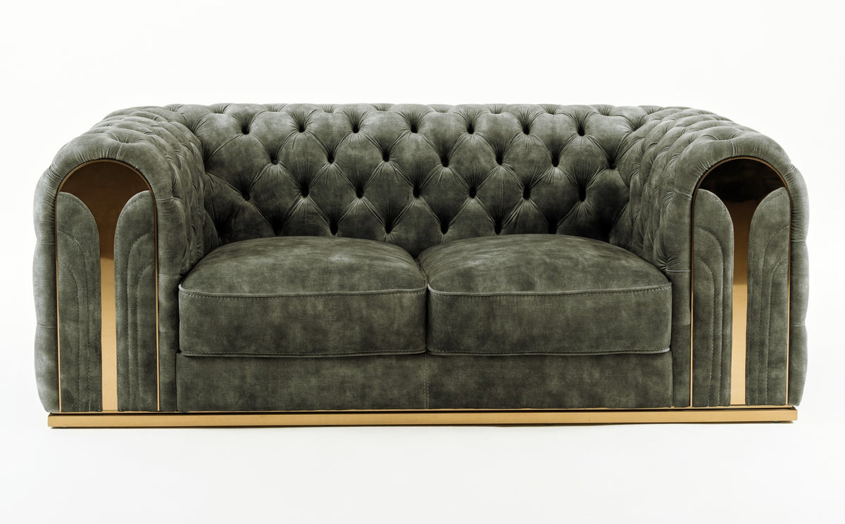 Dosie Transitional Grey Velvet Loveseat