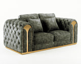 Dosie Transitional Grey Velvet Loveseat