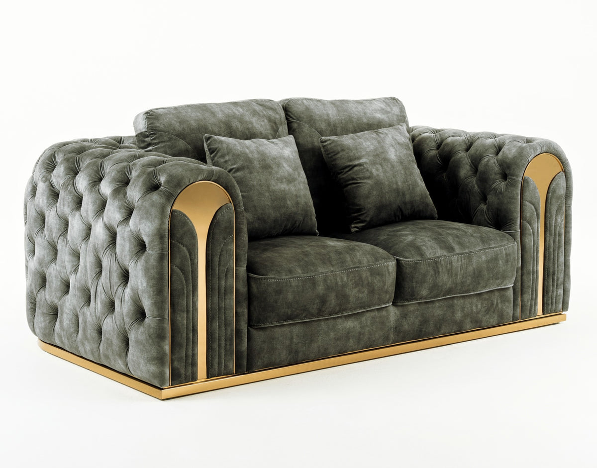 Dosie Transitional Grey Velvet Loveseat