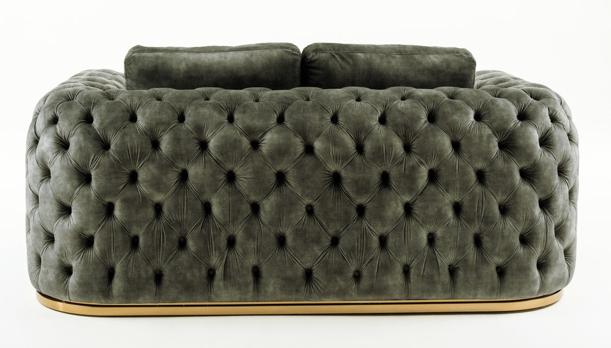 Dosie Transitional Grey Velvet Loveseat