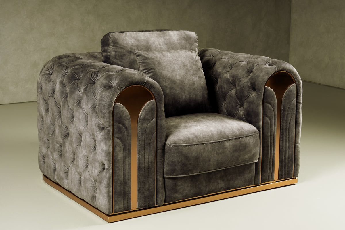 Dosie Transitional Grey Velvet Chair