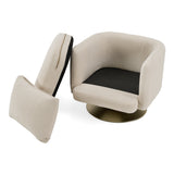 Doyle Modern Cream Fabric + Gold Accent Chair