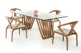 Draper Mid-Century Walnut and Glass Dining Table
