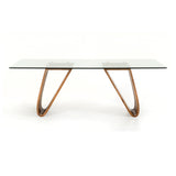 Draper Mid-Century Walnut and Glass Dining Table