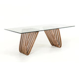 Draper Mid-Century Walnut and Glass Dining Table