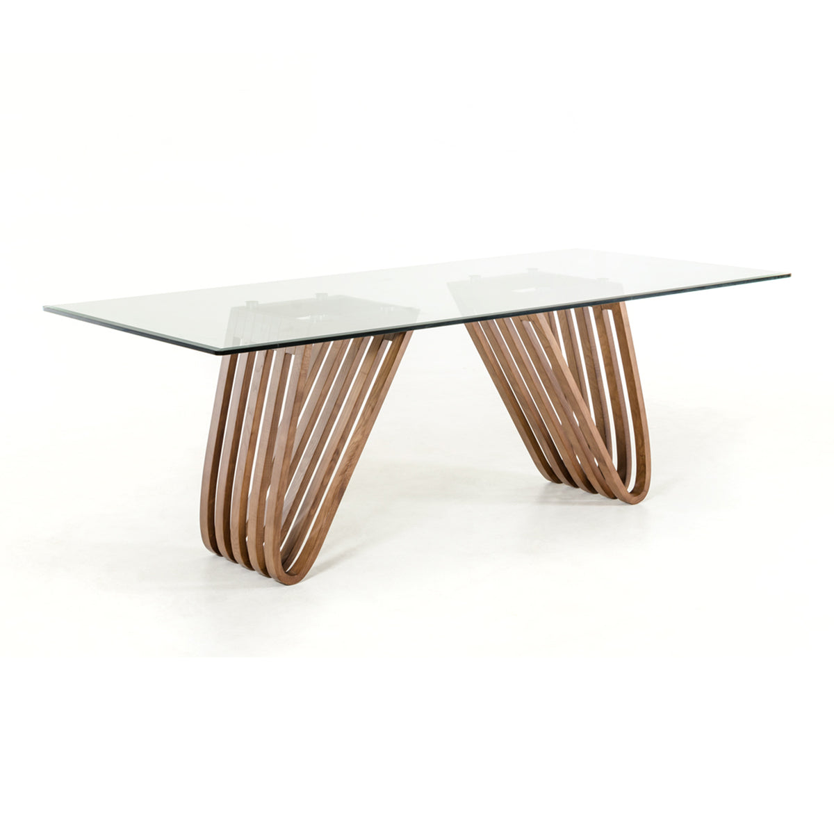Draper Mid-Century Walnut & Glass Dining Table