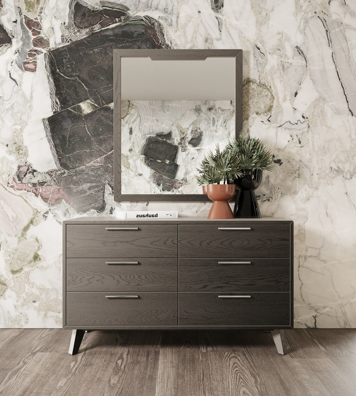 Yolonda + Soria Modern Dark Teal Fabric + Grey Wash 4-Piece Bedroom Set
