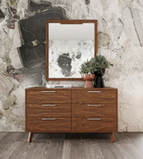 Soria Mid-Century Grey & Walnut Bedroom Set
