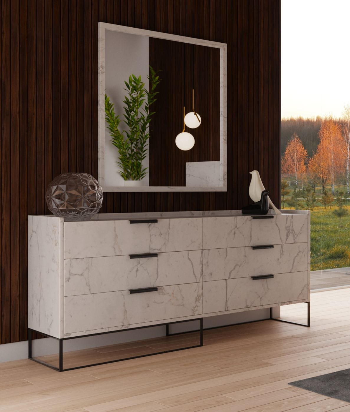 Marbella Italian Modern White Marble Dresser