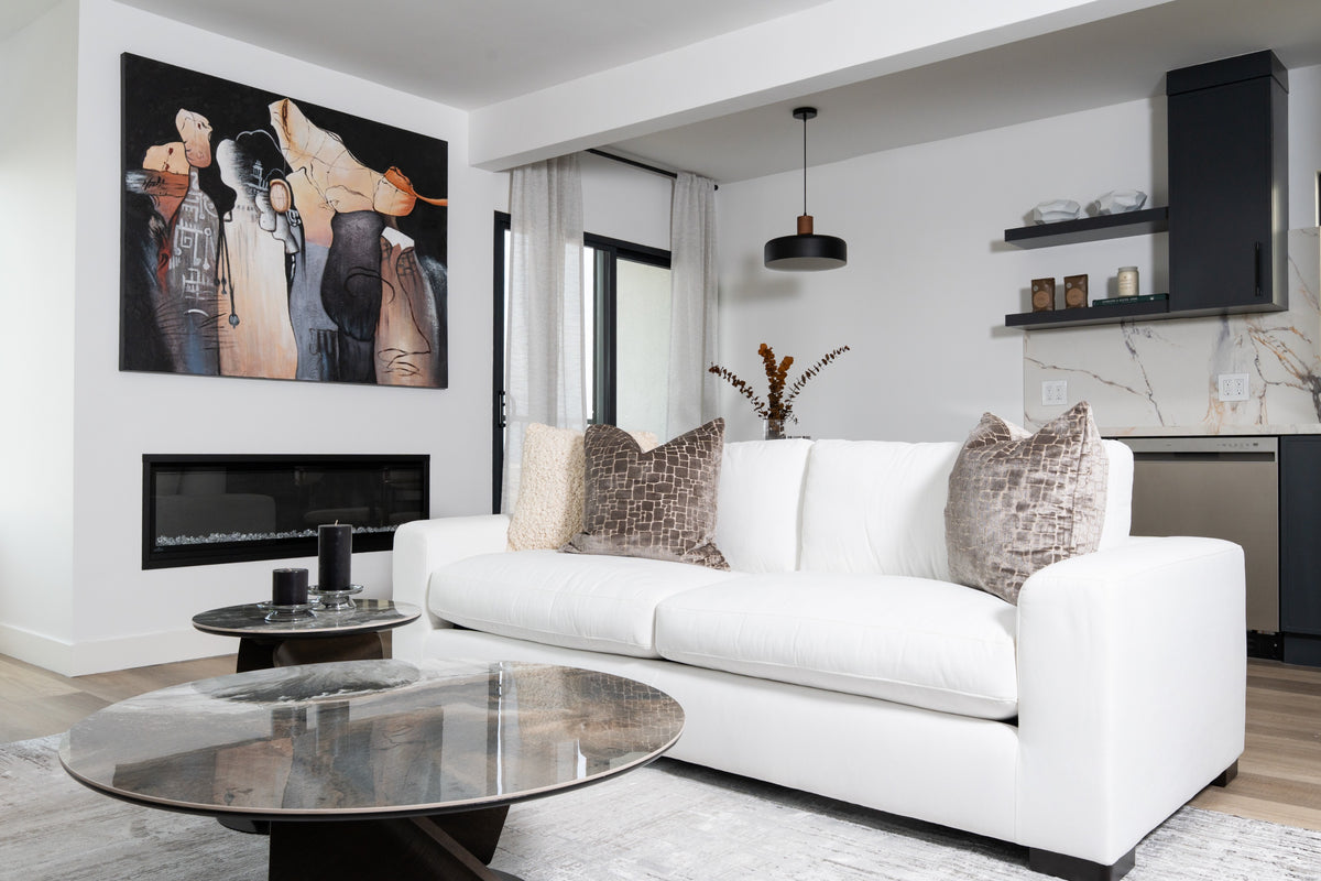 Poppy Modern White Fabric Sofa