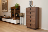 Chelton- Contemporary Walnut and White Ceramic Chest
