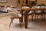Michael Mid-Century Modern Beige Vegan Leather + Walnut Dining Chair
