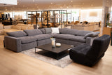 Corinth Modern Dark Grey Fabric Sectional Sofa with 3 Power Recliners