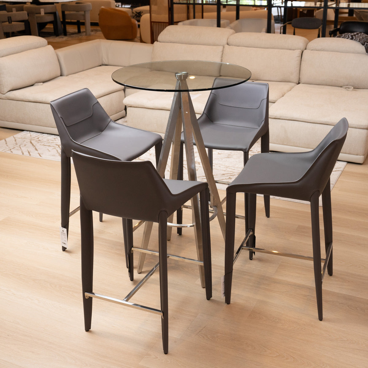Halo Modern Grey Saddle Leather Counter Stool