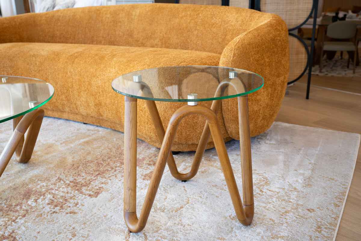 Modrest Lassen Modern Glass & Walnut End Table