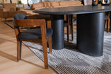 Belton Modern Black Vegan Leather + Brown Oak Dining Chair