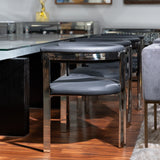Pontiac Modern Black Vegan Leather and Stainless Steel Dining Chair