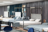 Arlene Modern Grey Elm & Stainless Steel Canopy Bed