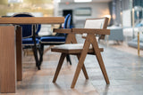 Fern Modern Walnut and Beige Dining Chair Set of 2