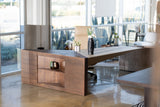Pilot Modern Dark Walnut + Beige Leather Desk